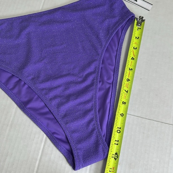PINK Victoria’s Secret Glittery Purple Swim Bottom Size Large NWT Beach Vacation - Picture 8 of 9